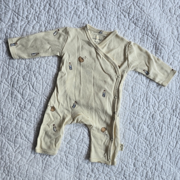 Konges Slojd Organic Cotton Wrapover Yellow Cookies Milk Sleeper Footless Pajama - Picture 1 of 6